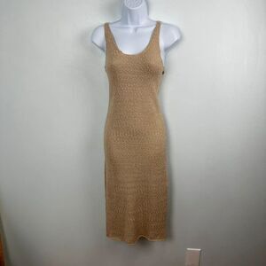 Isalis Slub-Knob Knit Sleeveless Midi Dress Beige Size Small